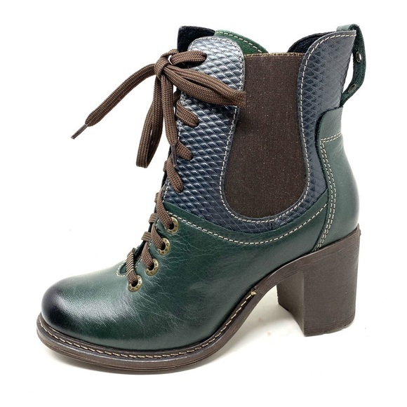 Dromedaris Hayley Leather Heeled Boots Pine